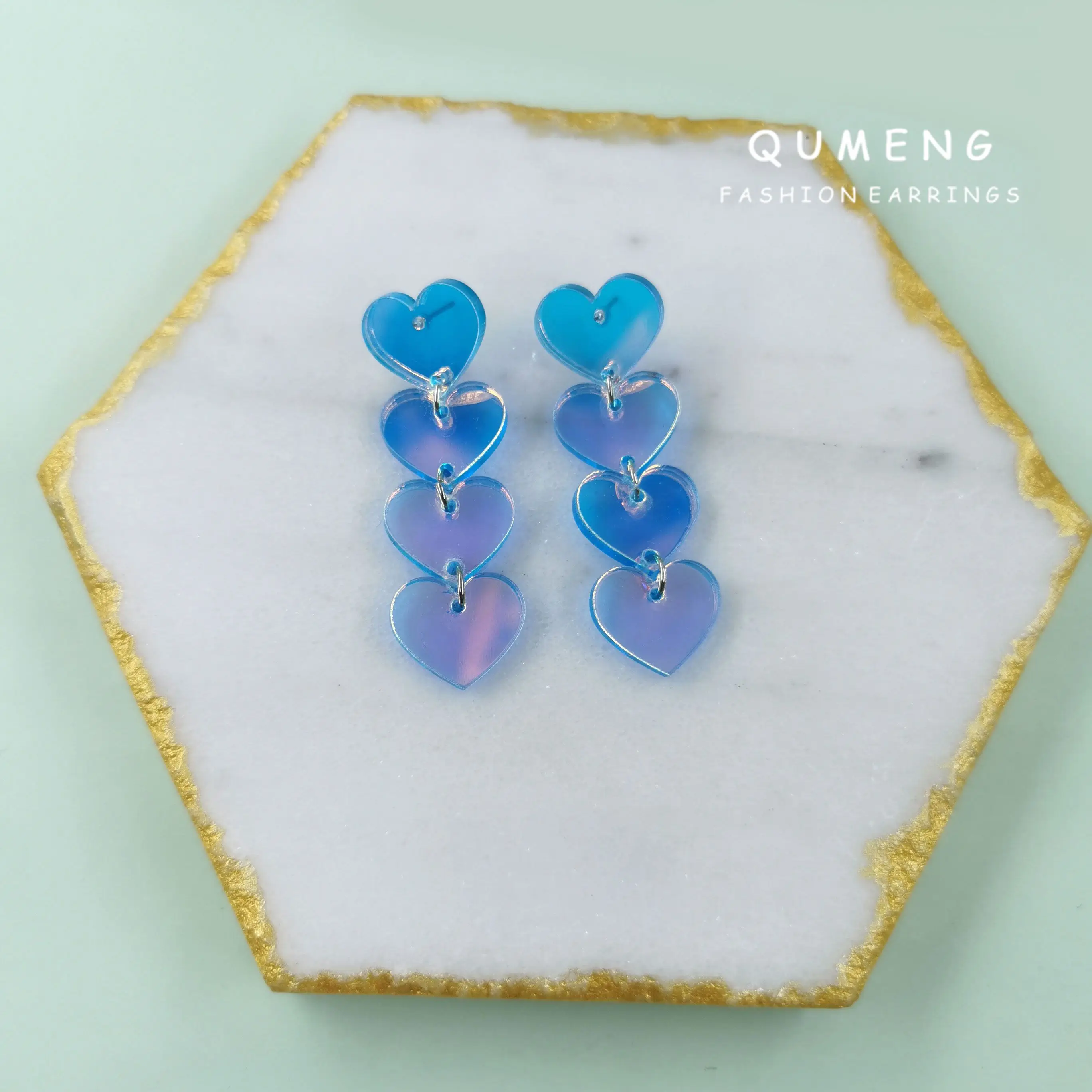 

Original Design Transparent Symphony Mirror Geometry Love Heart Tassel Acrylic Earrings Elegant Temperament Jewelry Female Gift