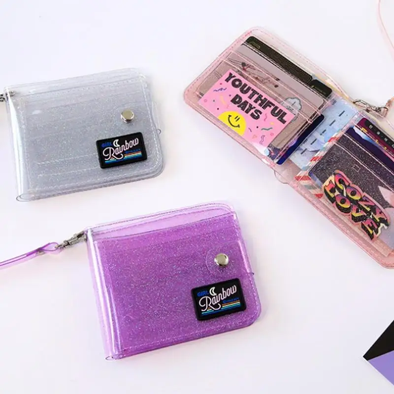 Прозрачный кошелек с желейным вырезом лазерной лямкой на шее для девочек Ins