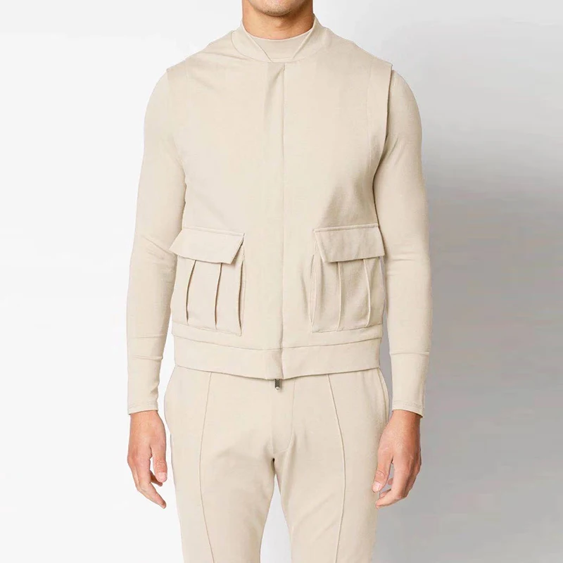 

2021 Four Seasons New European and American Trendy Men's Casual Sports Suit Three-piece Vest Sweater Trousers Set