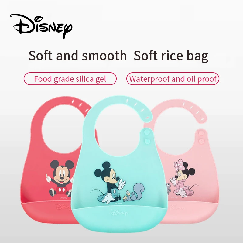 

New Disney Fashionable Baby Bibs Waterproof Silicone Feeding Newborn Easy To Clean Bibs for Children Boys and Girls Adjustable