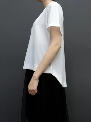 

2020 summer thin before short after long simple personality t-shirt leisure pure color loose shirt t-shirt