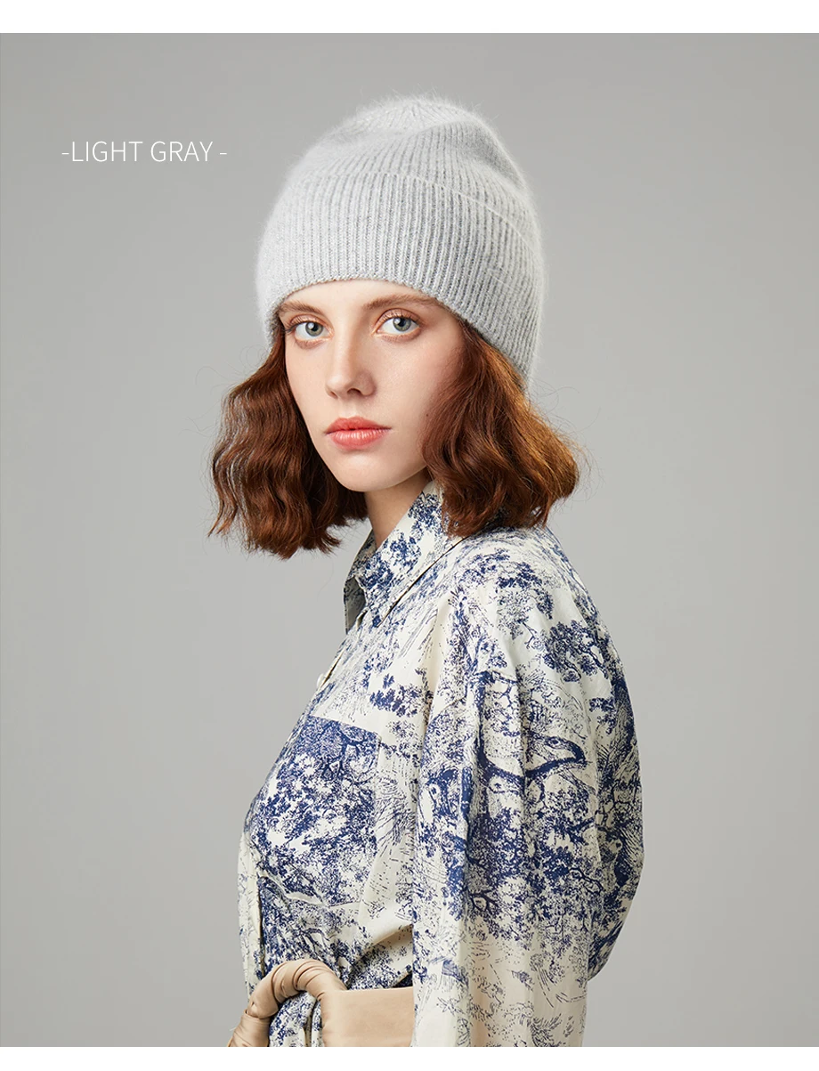 Вязаные шапки, зимние женские шапки, теплые шапки Skullies Beanies, высококачественные женские шапки из кроличьей шерсти, женская шапка
