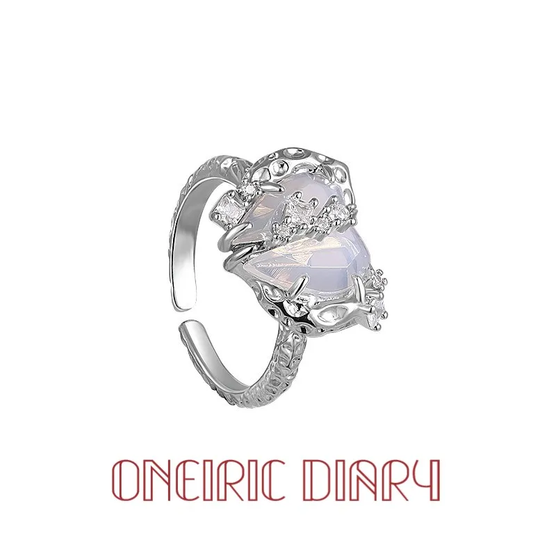 

ONEIRIC DIARY High-Grade Crystal Love Heart-Shaped Ring Women's Ins Trend Luxury Exquisite Forefinger Ring Dating Jewelry