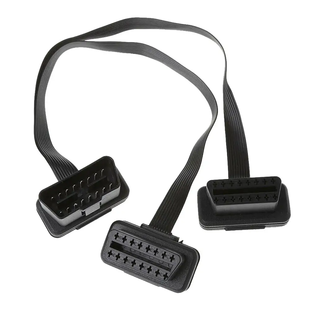 Новый 30 см 16 Pin OBD2 штекер двойной женский сплиттер плоский тонкий Y разъем