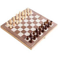 3 in 1 multifunctional wooden chess set folding chessboard game travel games chess checkers draughts and backgammon set