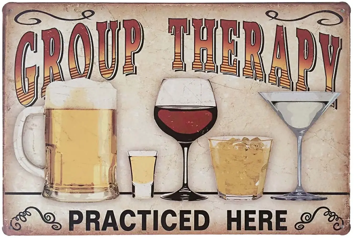 

Retro Vintage Metal Tin Sign Wall Plaque Poster Cafe Bar Pub Beer Club Wall Home Decor Group Therapy Practiced