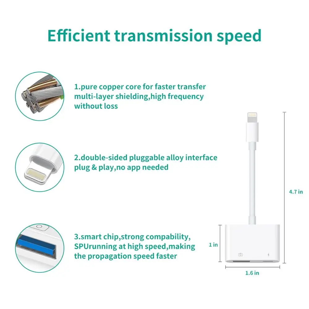 USB Camera Adapter with Charging Port Female OTG Cable Supports Flash Drive Mouse MIDI Keyboard Electric Audio Interface |