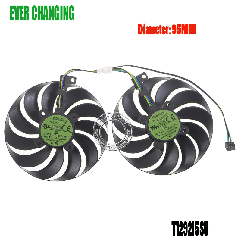 95 мм T129215SU FDC10U12S9 C DC12V 4 контактный вентилятор графической карты для ASUS Radeon RX 5700 DUAL