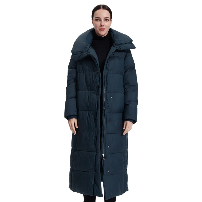 Women's Long Down Jacket Parka Outwear With Hood Quilted Coat Female Office Lady Cotton Clothes Warm Fashion Top Quality 19-079