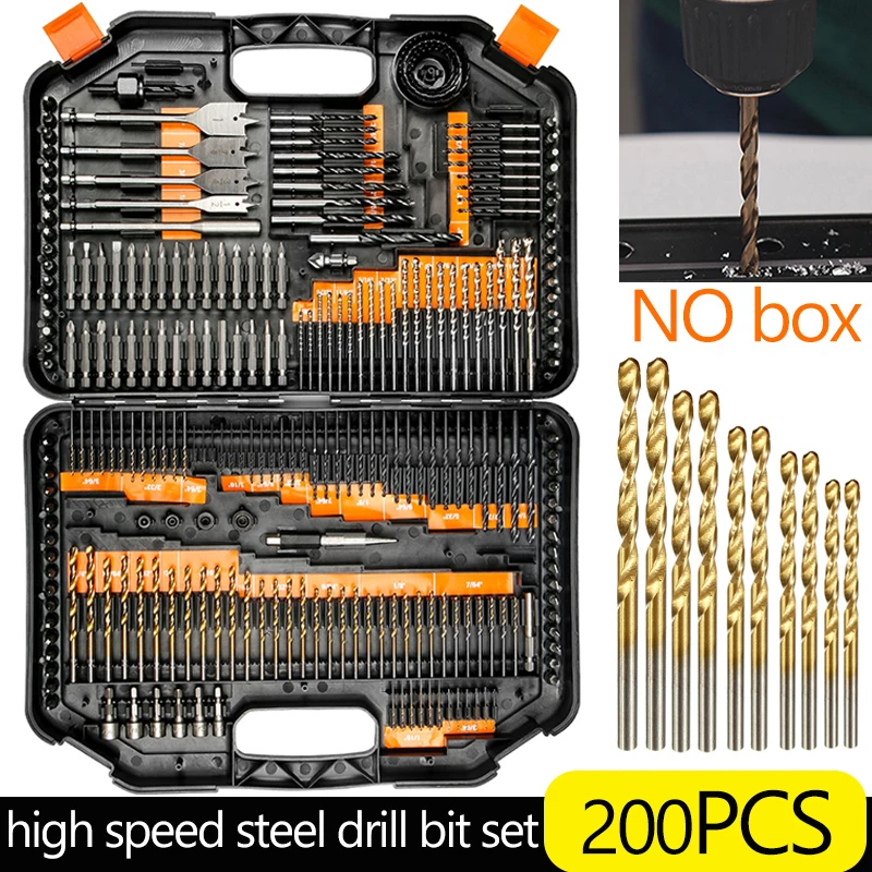 

200/100/50Pcs 1/1.5/2.0/2.5/3mm Titanium Coated Twist Drill Bit High Steel Woodworking Plastic And Aluminum HSS Drill Bit Set