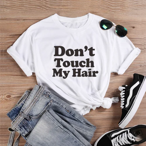 ONSEME Don't Touch My Hair футболки женская уличная Эстетическая футболка с надписью Melanin футболки Femme базовые простые буквы Топы - Цвет: White