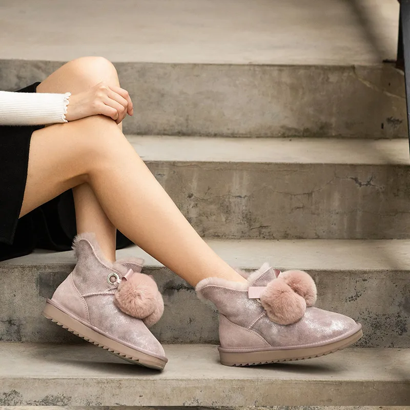 BeauToday зимние сапоги женские замшевые из коровьей кожи с круглым носком