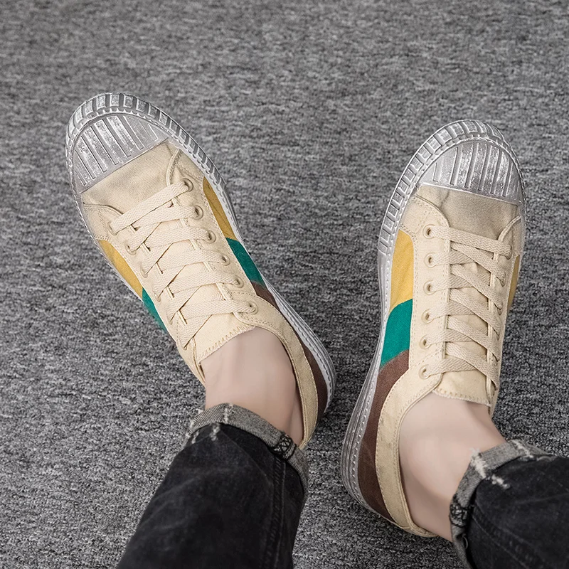 Мужские парусиновые туфли в стиле ретро коричневые дышащие кроссовки лоферы