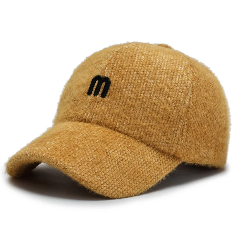 Плотная Женская бейсбольная кепка модная вышивка буквы м шапки теплая зимняя