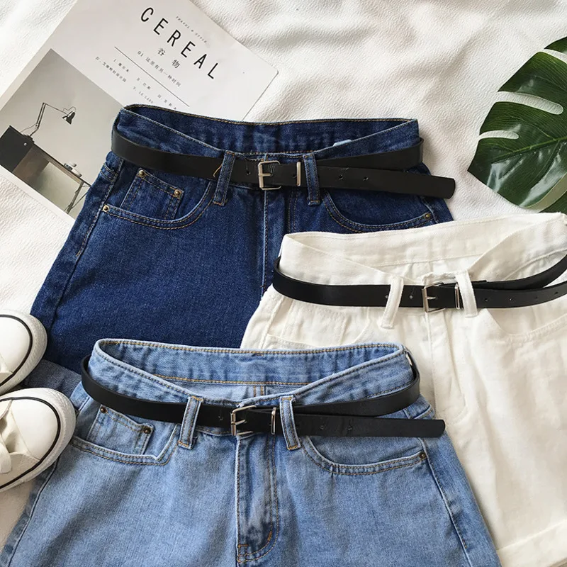Женские летние джинсовые шорты с бесплатным поясом Свободные повседневные