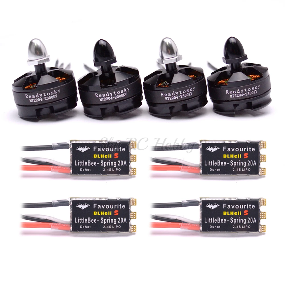 Бесщеточный двигатель MT2204 2204 2300KV CW / CCW + пружина FVT LittleBee 20A BLHeli_S ESC для FPV RC Martian II 220