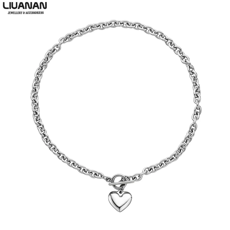 

Chic Punk Fashion Heart Necklace For Women Girl Gift Heart Chain Choker Jewelry Stainless Steel Pendant Necklace Jewelry