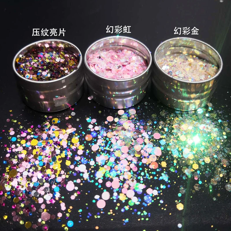 

1 Box 3 colors Chameleon - Holographic Color Shifting Iridescent Chunky + Fine Glitter Mix Blend Multi Color Pink Glitter,JH5656