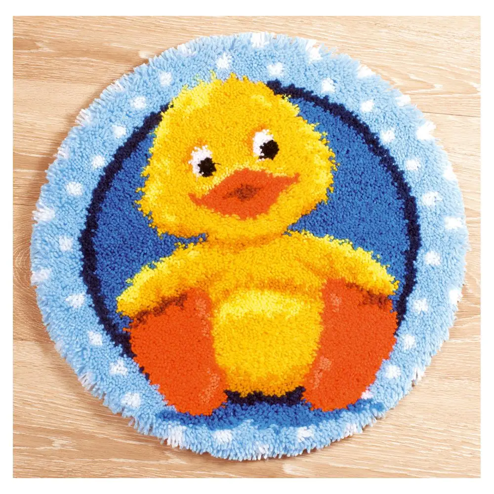 

Latch Hook Rug Kits with Preprinted Canvas Pattern Carpet Embroidery Needlework Button Package Duck Picture Tool in set