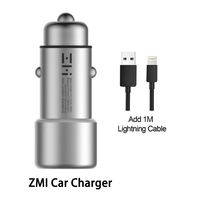 ZMI lightning cable Крепление для спортивной камеры Xiao mi автомобиля Зарядное устройство QC 3,0 Dual USB быстрое зарядное устройство 5 V/3A 9В/2A mi автомобиля-Зарядное устройство для Android iOS iPhone samsung huawei - Тип штекера: ZMI lightning cable