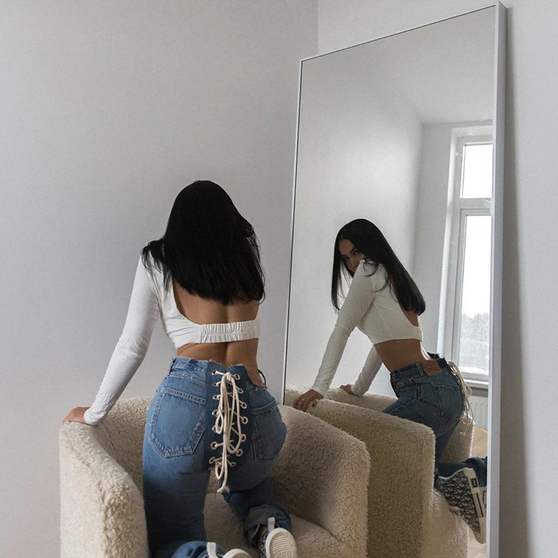 Denim Pants Button Elastic Zipped Lace Up High Waist Long Pant Jeans 2020 Women Autumn Winter Casual Streetwear Party Club Jeans