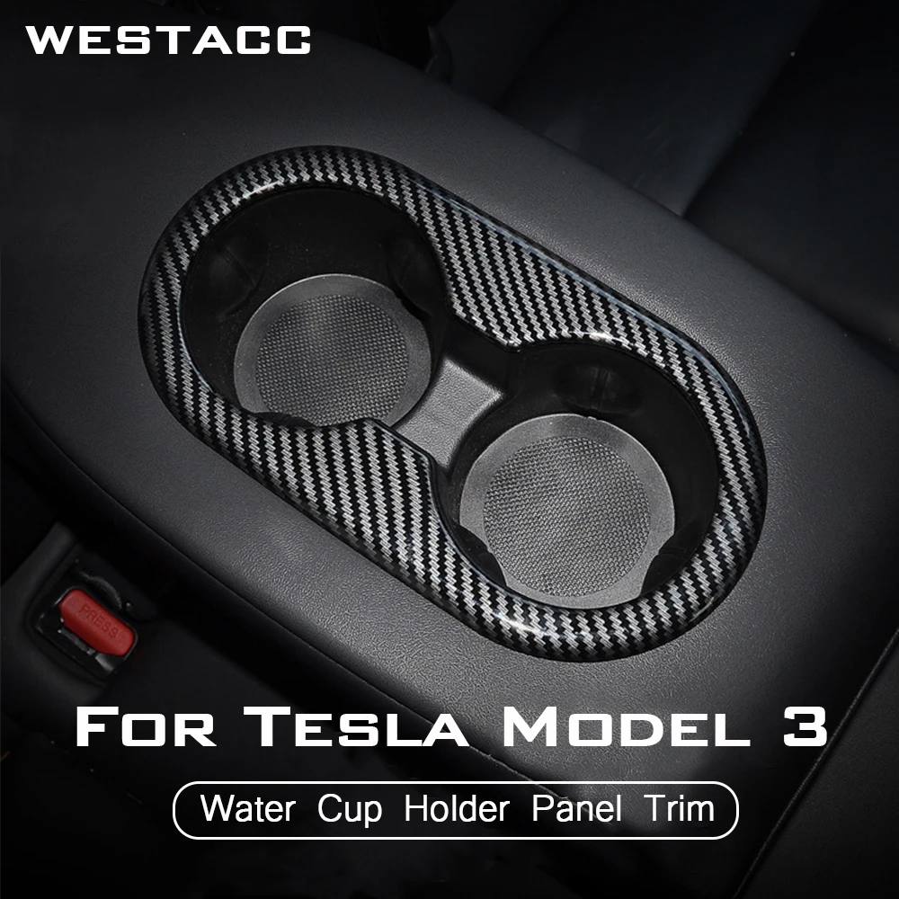 

Автомобильный держатель для бутылки с водой, декоративная панель, наклейка на крышку для Tesla Model 3 2016-2021, аксессуары для интерьера