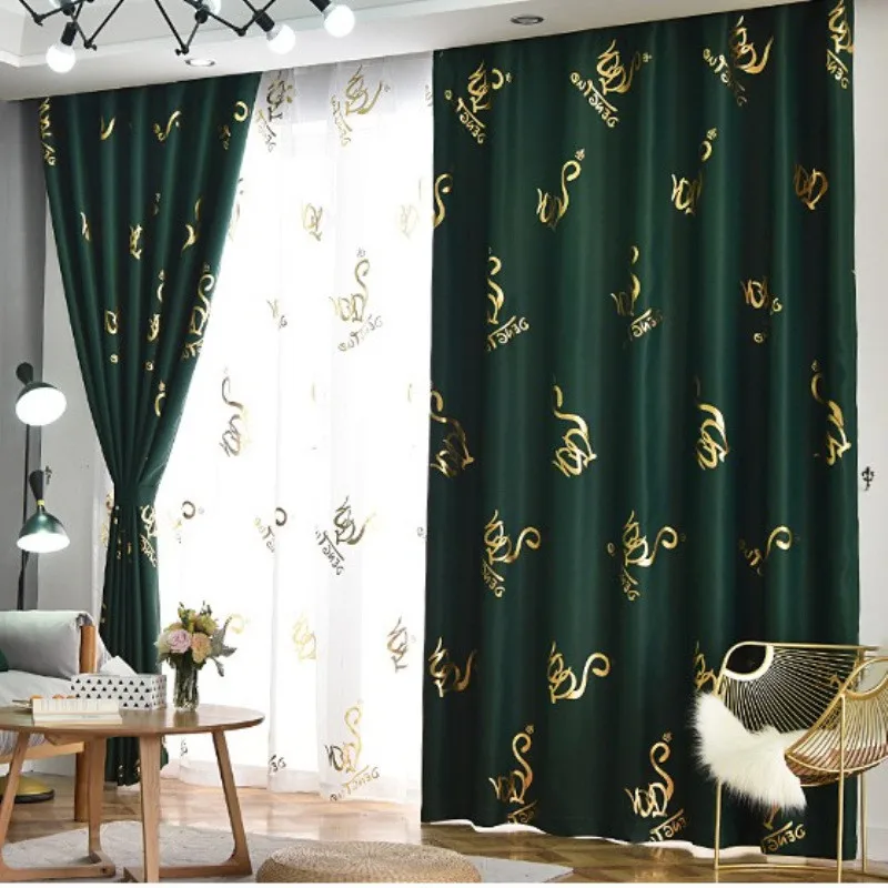 

Bronzing Black Blackout Curtains for Living Room Bedroom Thermal Insulated Windows Solid Curtain Home Decor