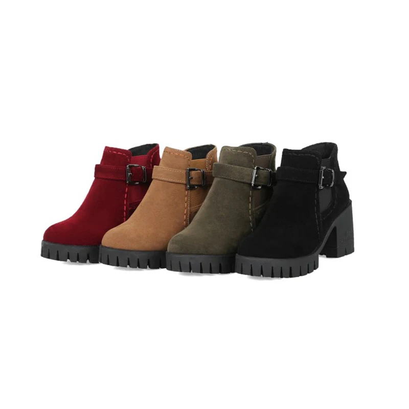 2019 г. Новые зимние толстые ботильоны женские ботинки красные Модные на высоком