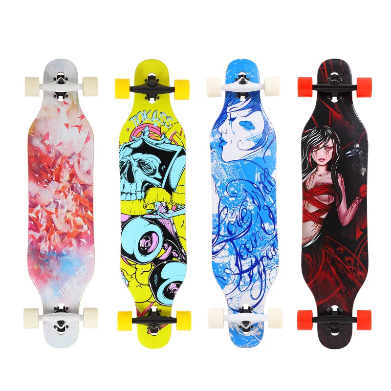 

Street Maple Skateboard 4 Wheel Teenagers Children Skateboard Long Board Street Brushing Rullebrett Entertainment BY50HB