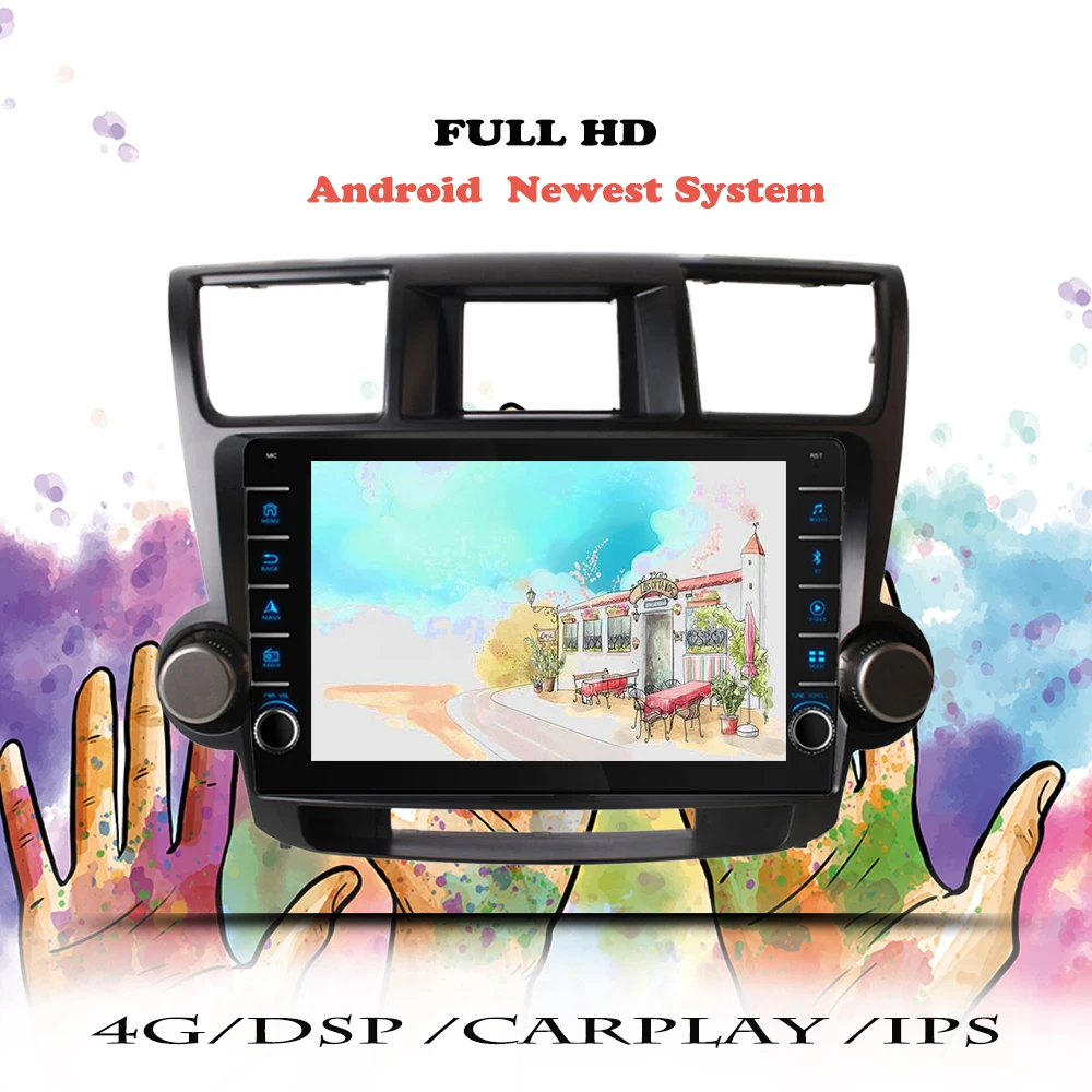Автомобильный радиоприемник на Android 10 для Toyota Highlander 2 XU40 2007 2008 2009 2010 2011 2012 2013