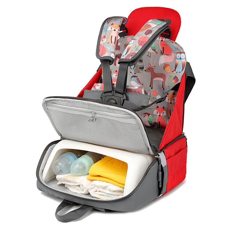 Portable Baby Dining Chair Bag High Folding Seat Multifunctional Mommy Diaper Backpack For Travel | Мать и ребенок