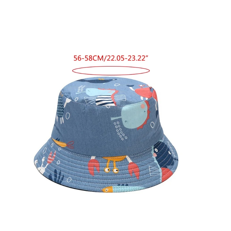

Undersea Animal Pattern Print Bucket Hat Double-sided Fisherman Cap Outdoor Flat Top Sunhat