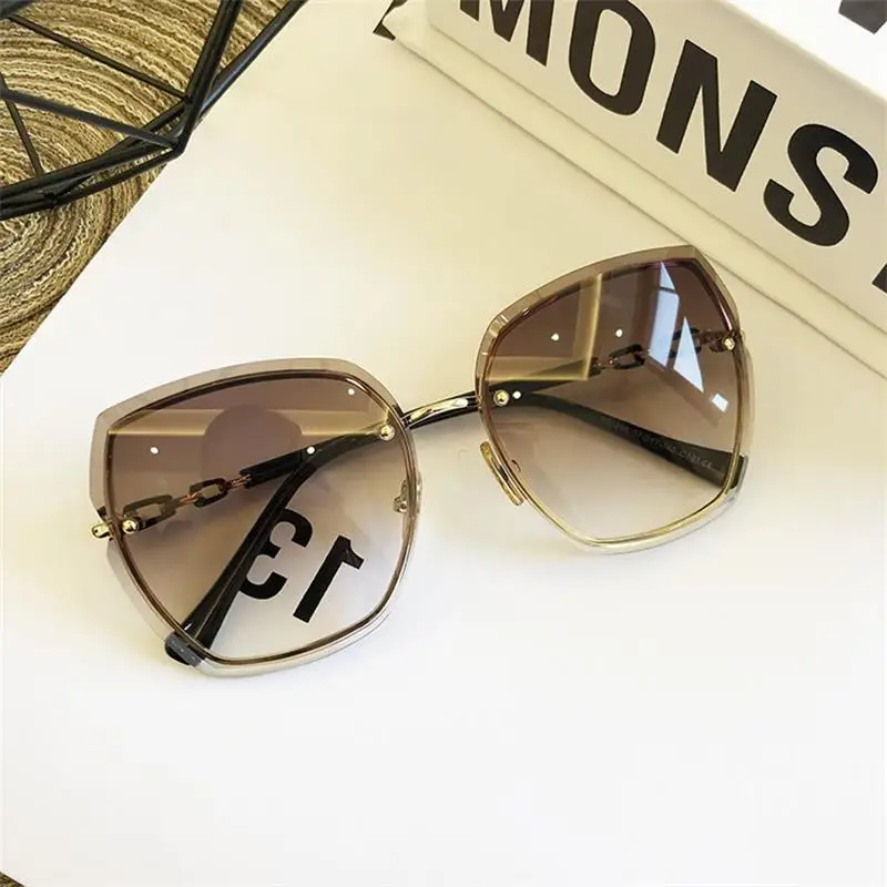 

High Qulity women's Rimless Square Sunglasses Metal 2020 shades Fashion Luxury Sexy Sunglasses Female Ladies Brown Eyewear