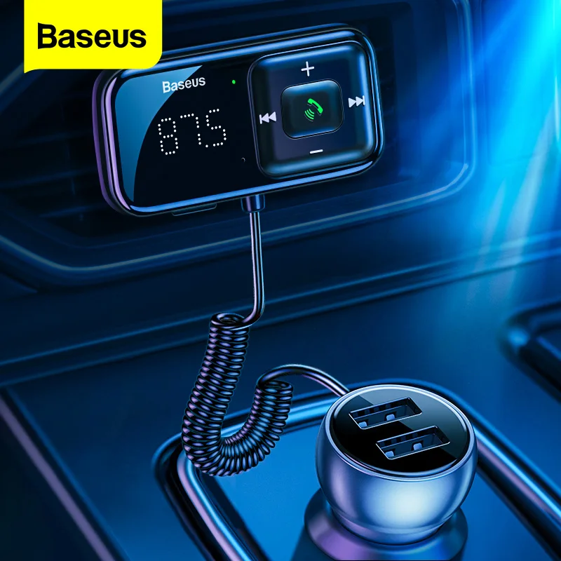 

Baseus Car FM Transmitter Bluetooth 5.0 3.1A USB Car Charger AUX Handsfree Wireless Car Kit Auto FM Radio Modulator MP3 Player