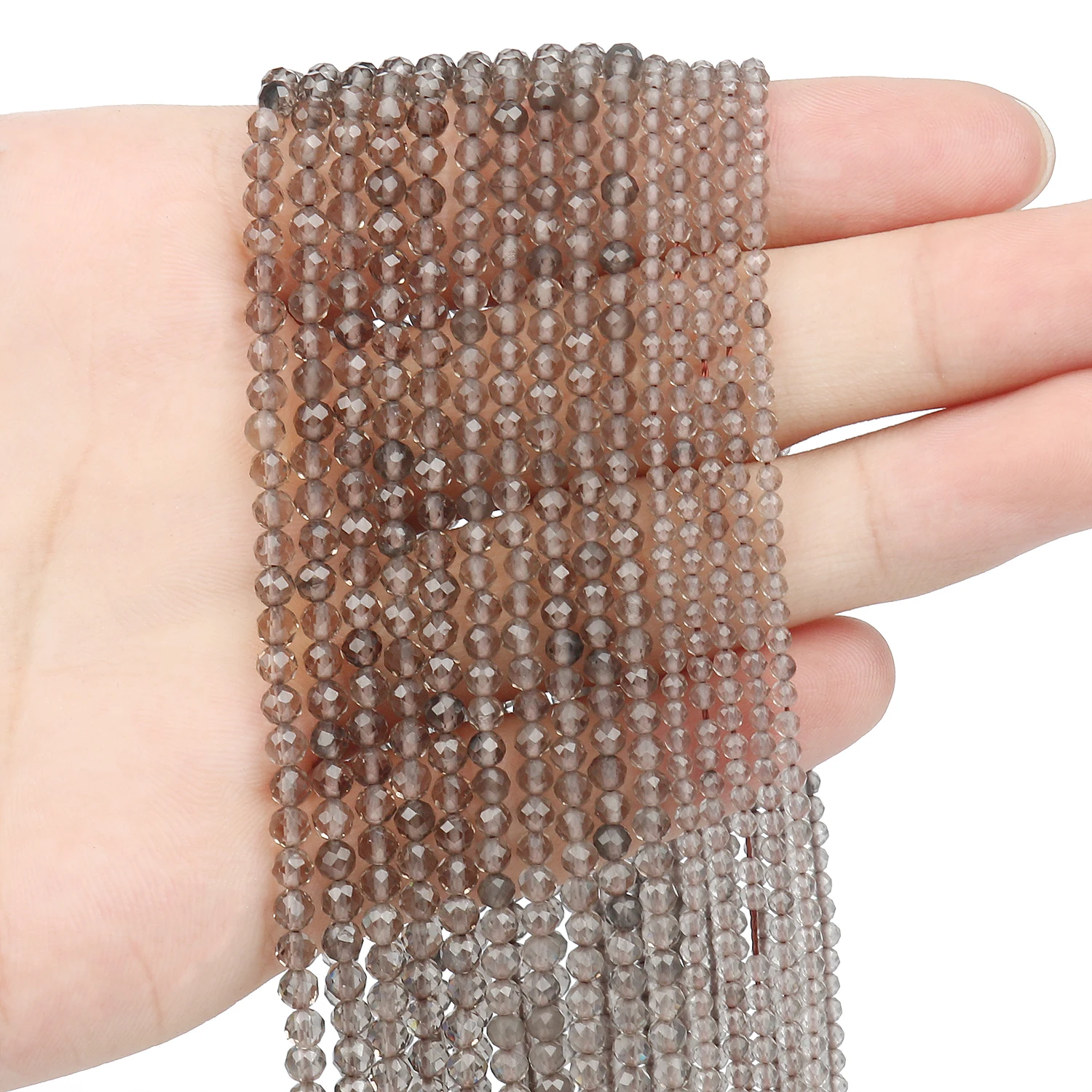 

2 3 4mm Natural Stone Smoky Quartz Beads Faceted Loose Tiny Beads for DIY Jewelry Making Bracelet Necklace 15 inches Wholesale
