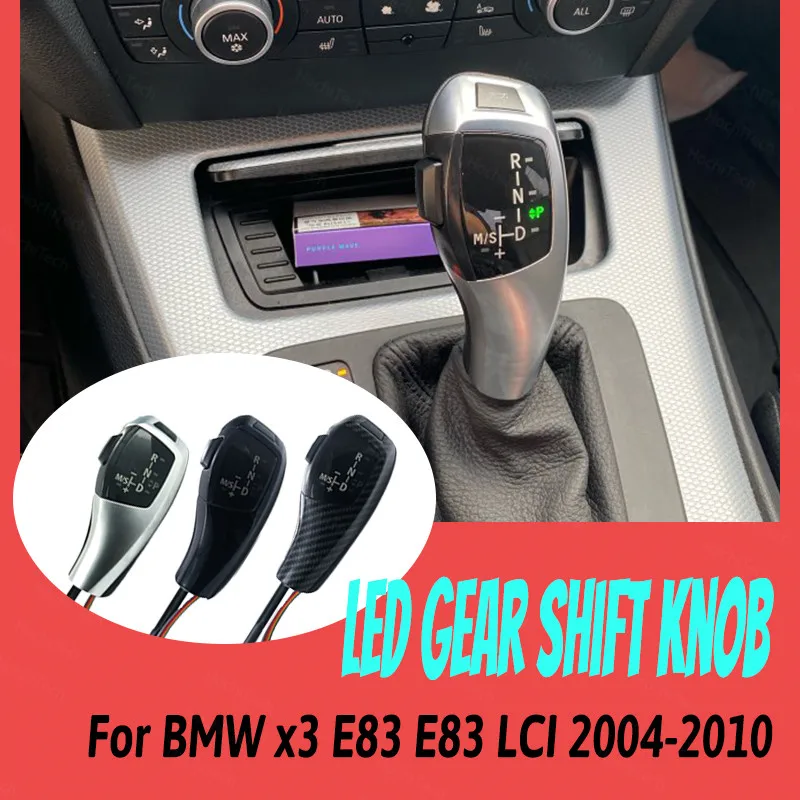 

Углеродное волокно черный серебристый F30 Стиль искусственная кожа для BMW x3 E83 E83 LCI 2004-2010 аксессуары светодиодная ручка переключения передач