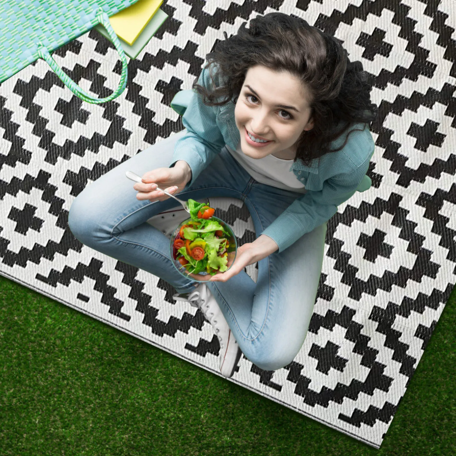 Geometric Fold Double-sided Mat Carpet Outdoor Camping Terrace Garden Beach Picnic Living Room Decoration Home Rug | Дом и сад