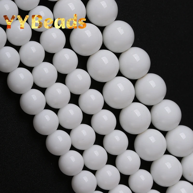 

Natural White Porcelain Glass Beads 4 6 8 10 12mm Round Loose Spacer Charm Beads For Jewelry Making DIY Bracelets Women Necklace
