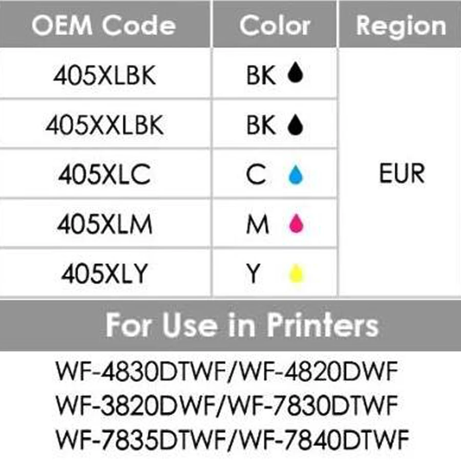 Европа 405xl картридж чип resetter для Epson рабочей силы WF-7830 WF-7835 WF-7840 WF-3820 WF-3825 WF-4820 WF-4825 4830