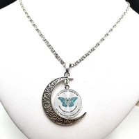 2020 fashion creative butterfly woodpecker cabochon glass moon pendant clavicle chain necklace birthday gift