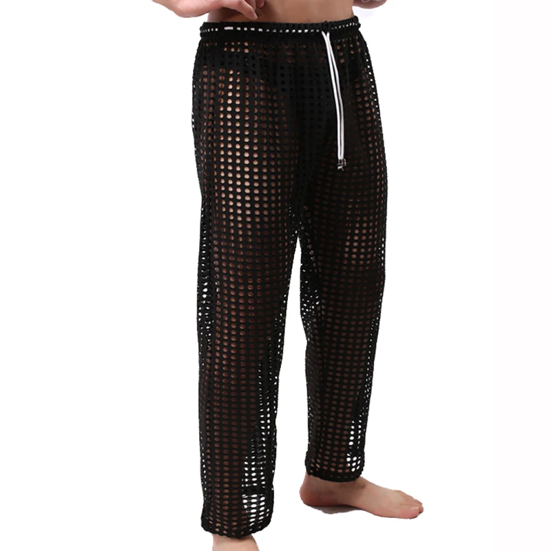 Модные сетчатые сексуальные мужские прозрачные штаны для отдыха забавные