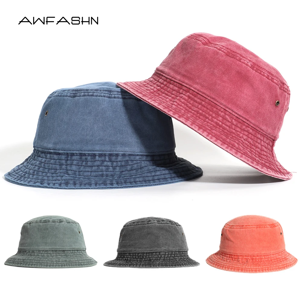 2020 Высококачественная Ретро Рыбацкая шляпа мытая хлопковая Панама унисекс