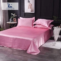 liv esthete flat sheet satin silk pink bedding euro luxury bed linen solid color white double queen king decor home textiles