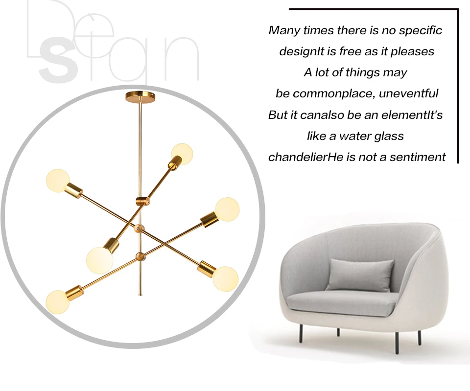 Modern Pendant Lights Lamp E27 Simple Hanging Lamp Nordic Metal Lustre hanglamp Gold Black For Living Dining Room