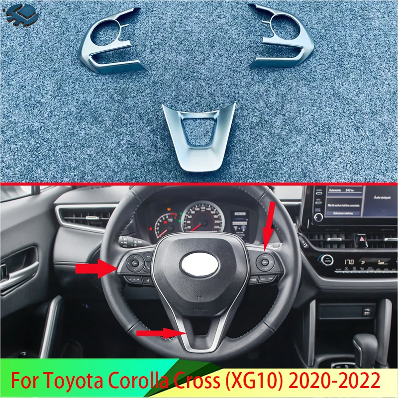 

Автомобильные аксессуары для Toyota Corolla Cross (XG10) 2020-2022, хромированная панель рулевого колеса из АБС-пластика, ободок, отделка, вставка, бейдж, Мо...