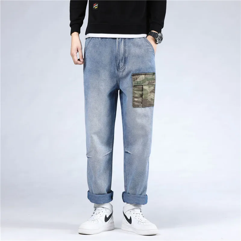 

MORUANCLE Для мужчин, мешковатые штаны в стиле «хип-хоп» и джинсовые брюки свободный покрой скейтборд джинсовые штаны камуфляжной расцветки, с к...