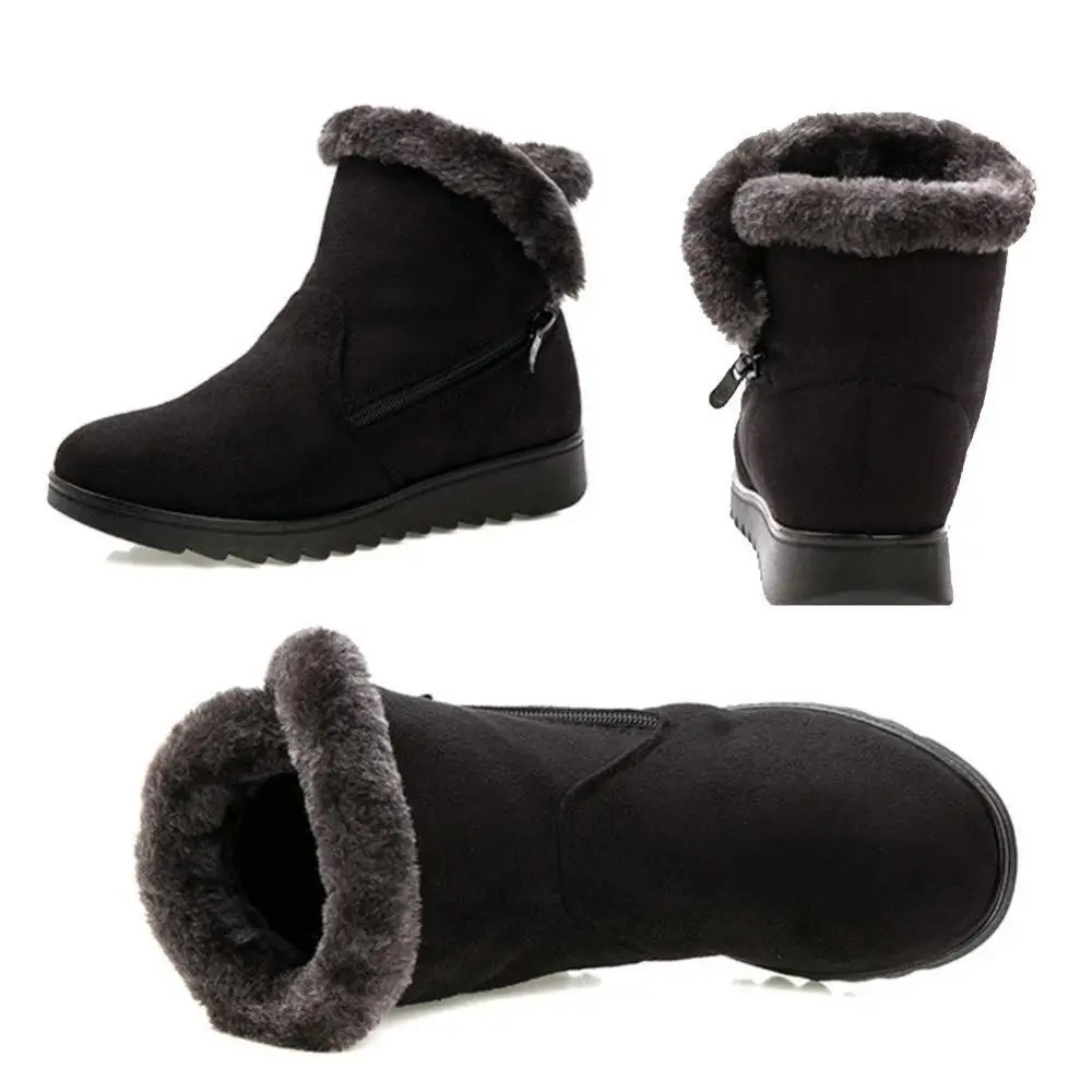 Зимние ботинки Женские зимние теплые на меху Модные замшевые ботильоны