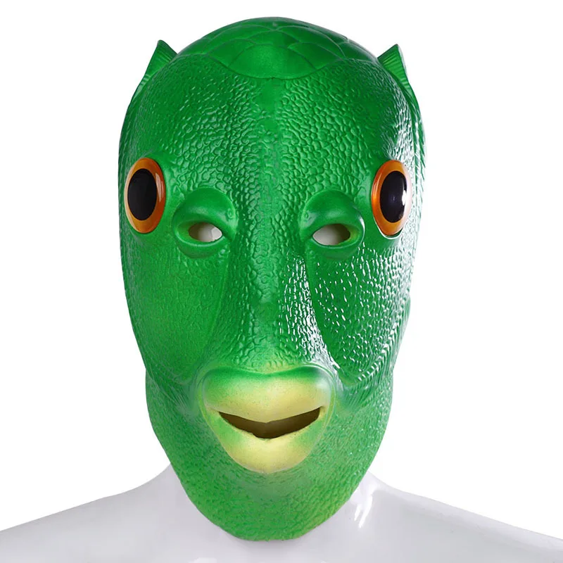 

Cosplay Latex Foam Green Small Fish Head Mask Strange Fish Funny Tricky Adult Carnival Party Game Show Mask