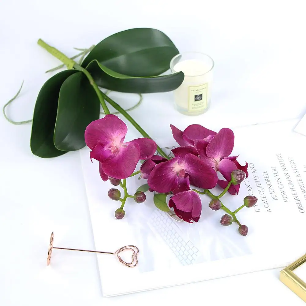 Искусственные орхидеи моли фиолетовые шелковые цветы фаленопсиса спрей с