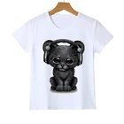Брендовые летние Harajuku животных 3D музыкальный спектра детские штаны с изображением кота, с круглым вырезом, футболка с короткими рукавами Топы Для мальчиков; Футболка для девочек